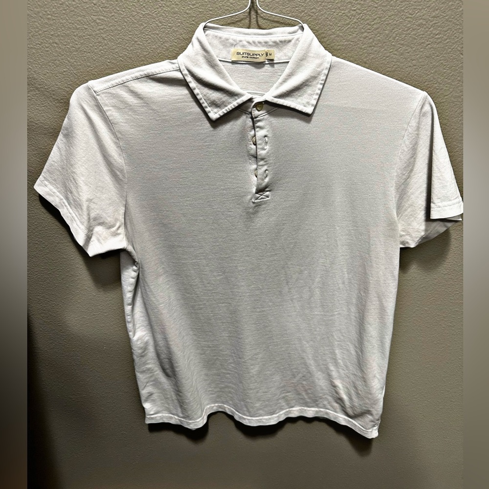 SUITSUPPLY WHITE COTTON POLO LIKE NEW MENS MEDIUM
